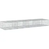 vidaXL Gabion met deksel, 400x100x50 cm, verzinkt staal