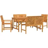 vidaXL Tuin Eettafel Set 5 st Bruin 150 x 90 x 74 cm