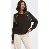 JDY Gebreid vest 'JDYZoey Ella' donkerbruin / natuurwit