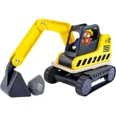 Hape Graafmachine Dig'N Dump - Speelgoed Bouwvoertuig met Draaibare Cabine en Beweegbare Schep, 24M+