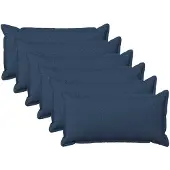vidaXL Kussen met kussen HOUTEN 6 st Blauw Faux Linnen