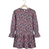 Koko Noko midi jurk met print - blauw/roze Meisjes Viscose Ronde hals All over print - maat 104