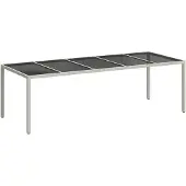 vidaXL Tuintafel, wit, 250x100x75 cm, polyrotan en gehard glas