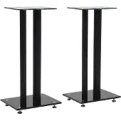 vidaXL Support haut-parleur 2pc Verre trempé Design 2 colonnes Noir
