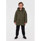 MINOTI winterjas jongens – parka – letters op de capuchon – vier zakken – kaki