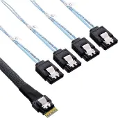 InLine Slim SAS-kabel, SFF-8654 naar 4x SATA 7-pins, 12Gb/s, 0,5m