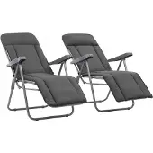 VMP 2x Luxe Verstelbare Tuinstoelen met Kussens - Grijs