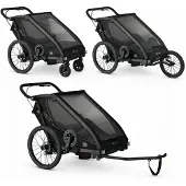 Deryan Fietskar V3 - Kinderfietskar 2 Persoons - Wandelwagen - Zwart
