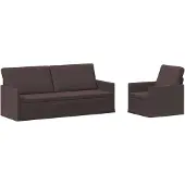 vidaXL - Bankstel - 2 - pcs - Donkerbruin - Stof