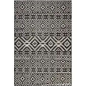 vidaXL Buitenkleed met patroon platgeweven 140x200 cm zwart