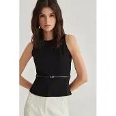 Trendyol TRENDYOLMİLLA Dames Zwart Effen Mouwloos Getailleerd Blouses
