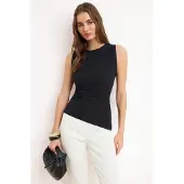 Trendyol TRENDYOLMİLLA Dames Zwart Effen Mouwloos Getailleerd Blouses