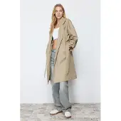 Trendyol TRENDYOLMİLLA Dames Donkerblauw Effen Oversized Trenchcoats