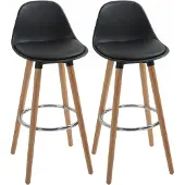 HOMCOM Barkruk-Kunstleer, Beukenhout-43B x 43L x 91H cm-Zwart