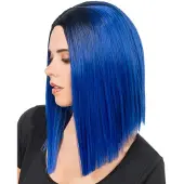 Chaks Rechte pruik halflang blauw