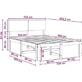 vidaXL Tweepersoonsbed met hoofdbord ROSTOCK Wit 150 x 200 cm