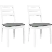 vidaXL Eetkamerstoelen met kussens 2 st massief hout rubber wit