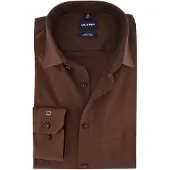 Olymp overhemd bruin effen super slanke fit