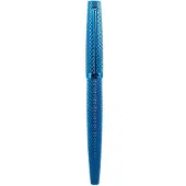 Diplomat Viper — Blauw guilloche vulpen van aluminium, magnetische dop, fijne penpunt