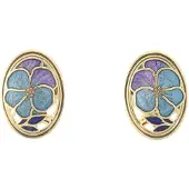 Behave - Oorringen dames - bloemmotief - blauw - 2 cm - vintage