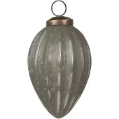 Clayre & Eef Kerstbal Overig Ø 7x11 cm Grijs Glas Kerstballen