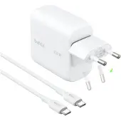 Belkin BoostCharge USB-C GaN Wandlader 100 W met 1,5 m USB-C-kabel – Laptop- en Telefoonsneller – Inklapbare Stekkerpinnen – Wit