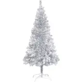 vidaXL - Kunstkerstboom - met - standaard - 210 - cm - PET - zilverkleurig