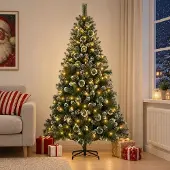 vidaXL Kunstkerstboom 150 cm 150 LED's Warmwit PVC en Metalen Groen