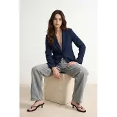 Trendyol TRENDYOLMİLLA Dames Donkerblauw Effen Lang Regular fit Blazers