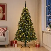 vidaXL Kunstkerstboom met Ballen 210 cm 300 LED's Warmwit