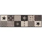 vidaXL Keuken Tapijt grijze sterren 300 x 60 cm 100% Polyamide Wasbaar
