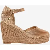 Alhamas Slingpumps 'Alpargata Cuña 10 cm Ante' taupe