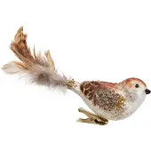Kurt S. Adler Vogel kerst ornament | (Glas, Bruin, Clip)