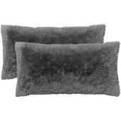 vidaXL Kussensloop 2 st HEERLEN Lichtgrijs 40 x 80 cm PV Fleece