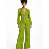 Fulgor Jumpsuit 'Macacão Isolde em Plissado Luxe' groen