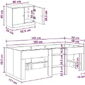 vidaXL Loft Bed Frame met Kast 3 st Artisanaal eiken Bewerkt hout