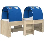 vidaXL Kinderhoogslaper met tunnel 3 st Sonoma eiken en blauw