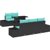 vidaXL Tuinset, 6 stuks, 5 zitplaatsen, zwart en turquoise