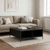 vidaXL Salontafel Zwart eiken 90 x 90 x 41 cm Bewerkt hout