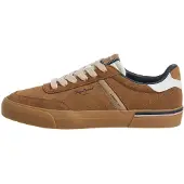 Pepe Jeans Heren Suède leren sneakers Kenton Suede camel (45), Beige, Plat, Veters, Casual PMS300032