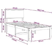 vidaXL Eenpersoonsbed met hoofdbord ROSTOCK Donkerbruin 75 x 190 cm