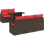 vidaXL Tuinbank Set 6 st Bruin Poly rattan