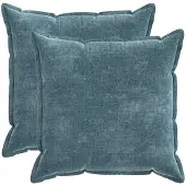 vidaXL Kussensloop 2 st HOUTEN Blauw 55 x 55 cm Chenille Stof