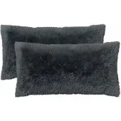 vidaXL Kussen 2 st HEERLEN Antraciet 40 x 80 cm PV Fleece