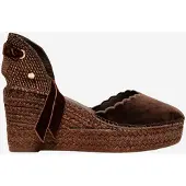Alhamas Pumps 'Alpargata Cuña 8 cm Terciopelo' donkerbruin