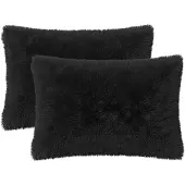 vidaXL Kussen 6 st HEERLEN Zwart 40 x 60 cm PV Fleece