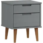 vidaXL Nachtkastje MOLDE 40x35x48 cm massief grenenhout grijs