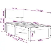 vidaXL Eenpersoonsbed met hoofdbord ROSTOCK Donkerbruin 90 x 190 cm