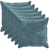 vidaXL Kussensloop 6 st HOUTEN Blauw 60 x 60 cm Chenille Stof