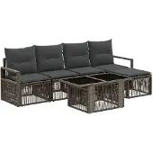vidaXL Tuinbank Set 6 st Grijs en Donkergrijs poly rattan